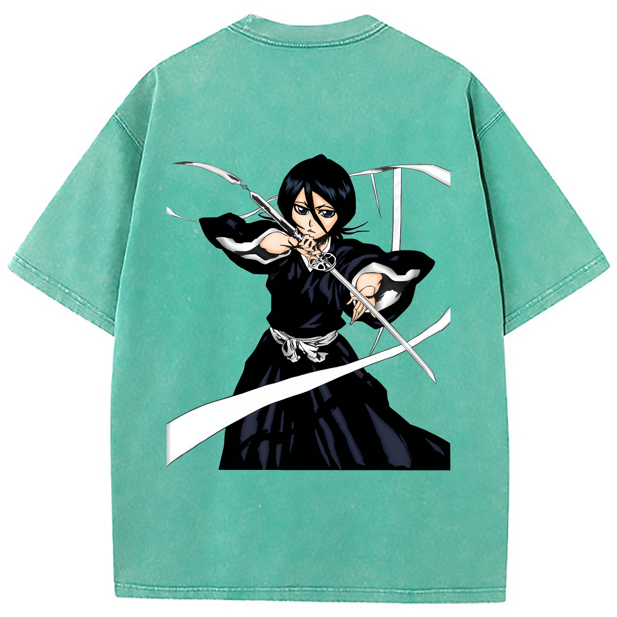（画像用） ブリーチ 朽木ルキア BLEACH Kuchiki Rukia 綿100% ヴィンテージ風 半袖Tシャツ（背面プリント）